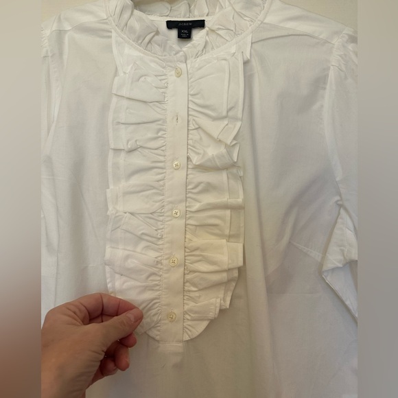 J. Crew White Ruffled Blouse - Picture 2 of 6
